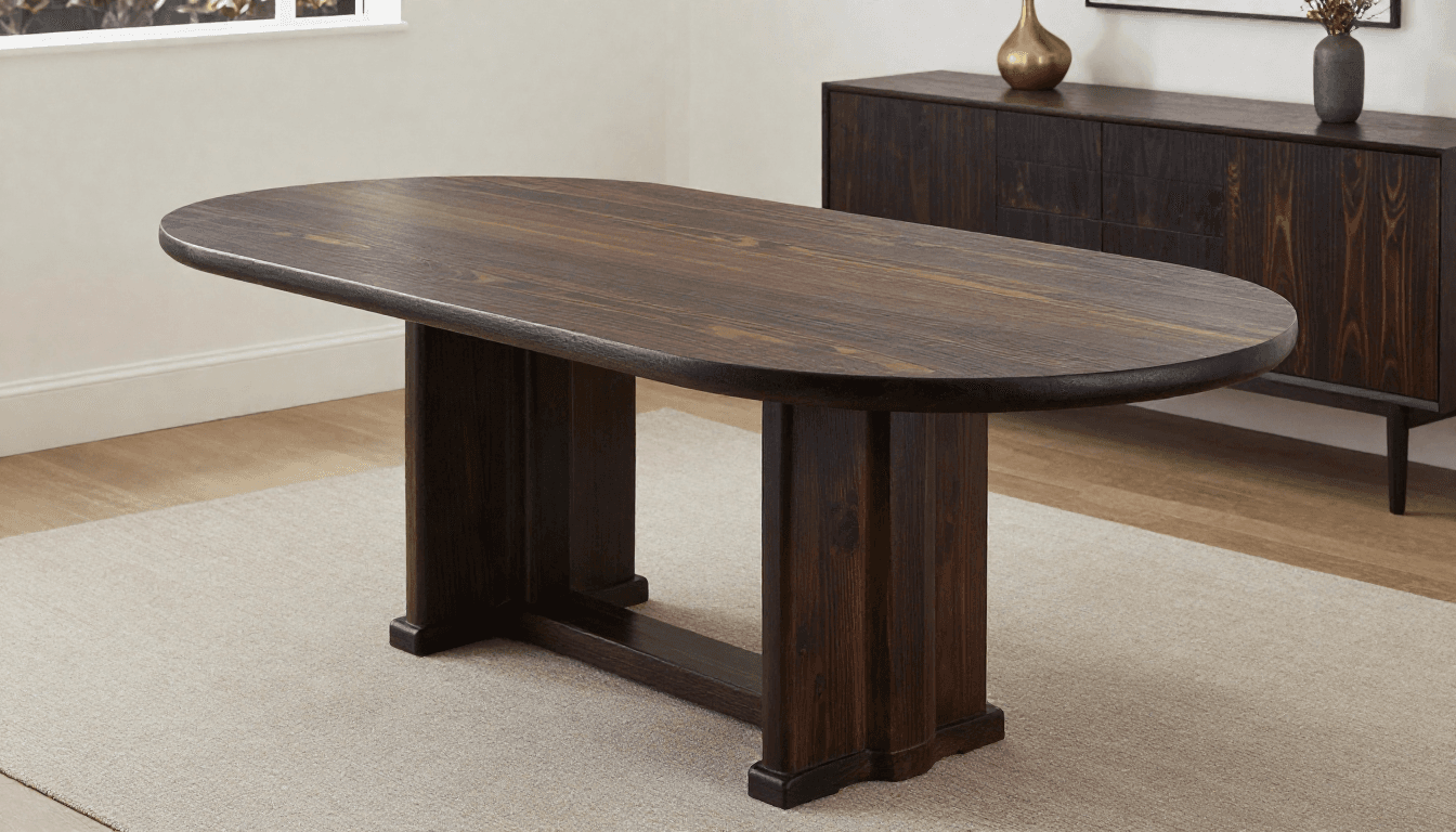 Stained Pine Oval Table